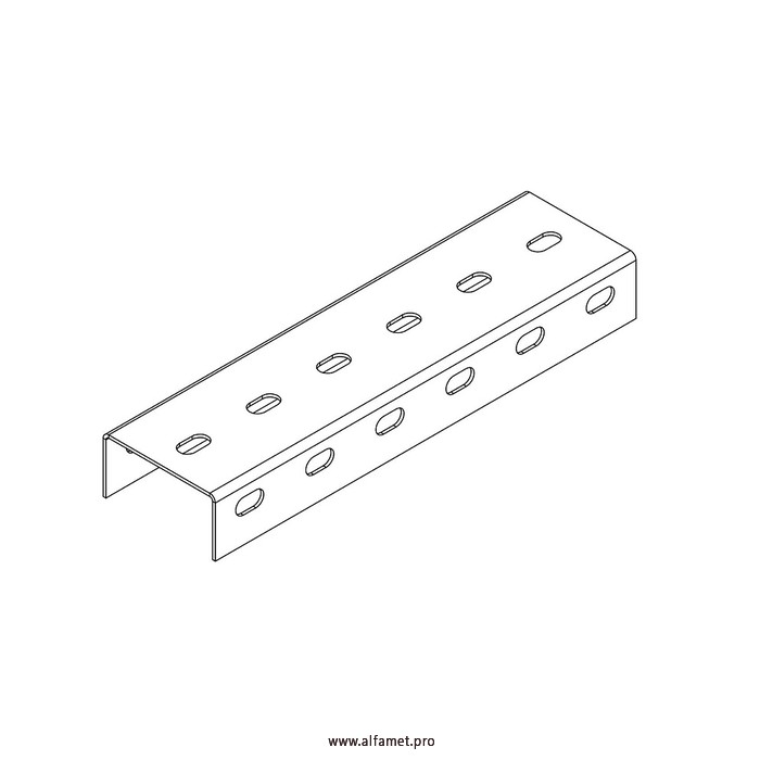 Профиль монтажный U-образный перфорированный 70х40х3000 (2,5 мм)