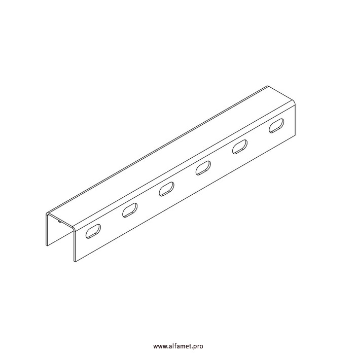 Профиль монтажный U-образный с боковой перфорацией 50х50х3000 (2 мм)